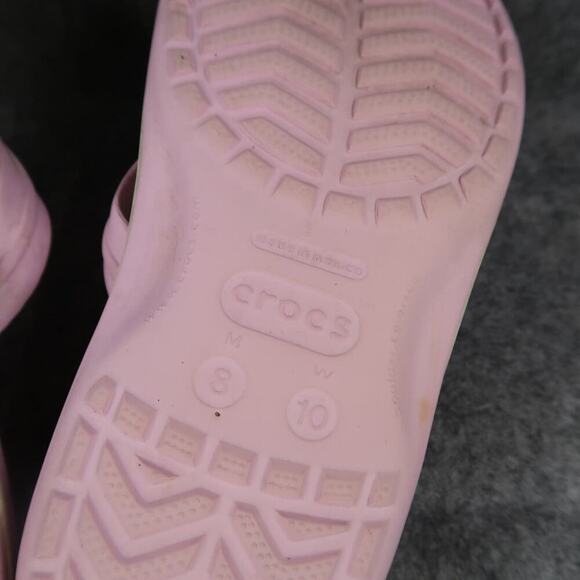 Crocs Shoes Womens 10 Sandals Flip Flops Crocband Pink White Casual Comfort Flat - Picture 11 of 11
